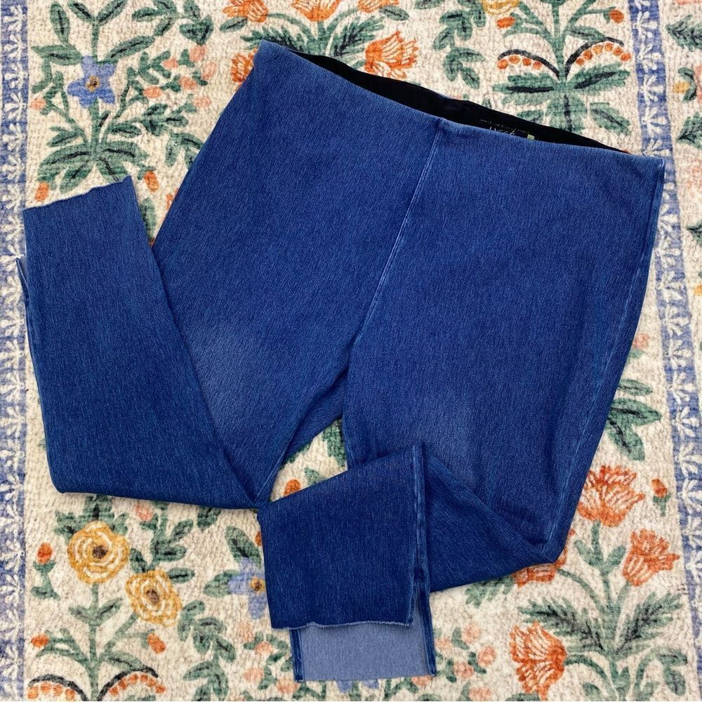 Lysse Size Denim Skinny High Rise Ankle Jegging Stretch Raw Hem Pull On Blue 3x